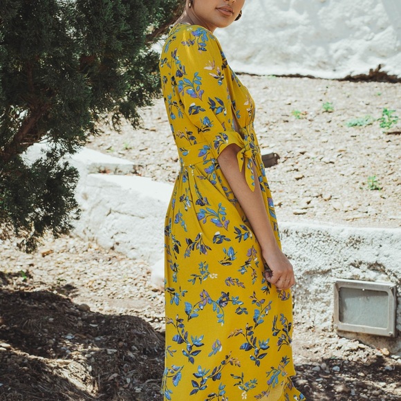 Mallory Button Down Midi Dress - Mustard - Picture 5 of 8